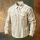 thumbnail image 1 of Ceisia Men's Loose Fit Vintage Gold Vine Stripe Print Long Sleeve Cotton Shirt Khaki M Gifts, 1 of 3