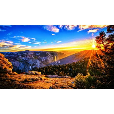Morning Framed Poster - LAMINATED POSTER Landscape Sunrise Mountains Scenic Morning Sky Poster Print 24 x 36