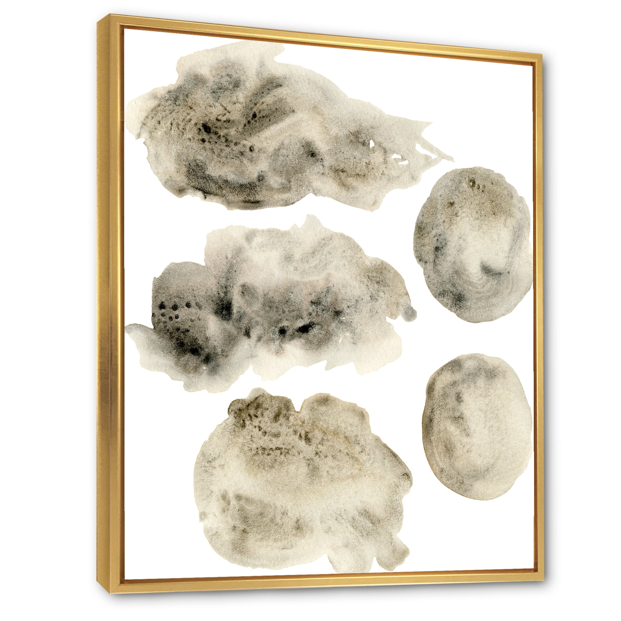 Designart 'Golden Beige and Grey Clouds II' Modern Framed Canvas Wall Art Print