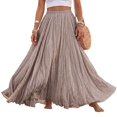 thumbnail image 2 of Women's Cotton Linen Skirt High Waist A-Line Pleated Maxi Skirts Casual Flowy Beach Vacation Skirts, L, 2 of 5