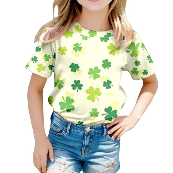 Shirts for Boys St. Patrick's Shirts Tee Short Sleeve Green Clover Heart Pride Proud Irish Youth Kids T Shirt Shirts for Teens Girls Cute Tops for Teen Girls