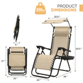 thumbnail image 2 of Magshion Zero Gravity Chair with Canopy Set of 2, Reclining Folding Outdoor Lounge Chair with Side Tray and Pillow, Cream, 2 of 8