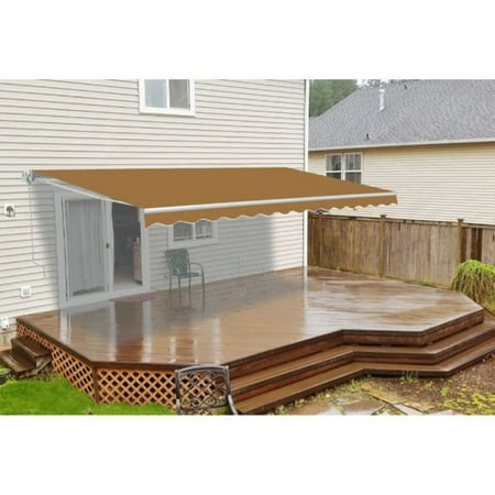 10x8ft Electric Patio Awning Retractable Motorized Sun Shade Shelter Aluminum Frame Waterproof Garden Canopy