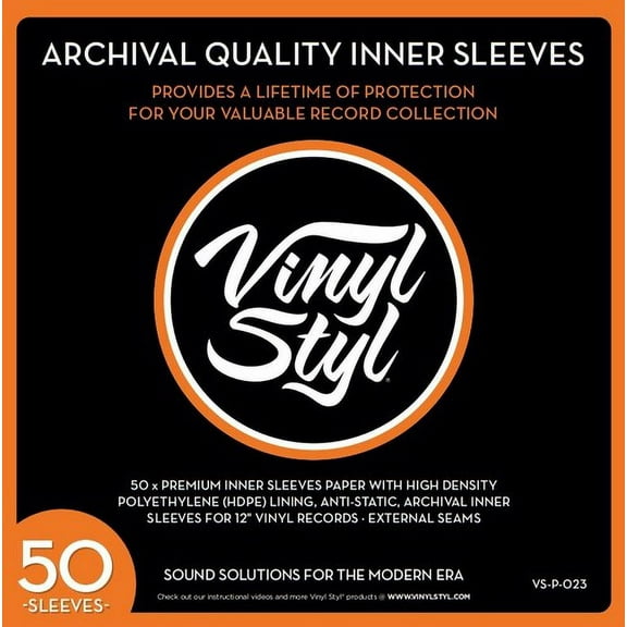 Vinyl Styl® 12 Inch Archival Inner Record Sleeves - HDPE-Lined - 50 Count (White)  [BAGS / SLEEVES]