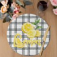 thumbnail image 3 of Summer Lemon Watercolor Round 15 Inch Placemats Set of 8, Geometric Black Line Plaid HeatResistant Non Slip Place Mats for Dining Table, Wipeable Braided Kitchen Table Mats for Housewarming, 3 of 9