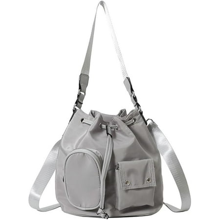 GZhLonKiMa Womens Drawstring Bucket Bag Nylon Shoulder Bag Large Tote Hobo Purse Handbags Casual Top Handle Satchel