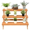 thumbnail image 3 of Costway 3 Tier Wood Plant Stand Flower Pot Holder Shelf Display Rack Stand Step Ladder, 3 of 10