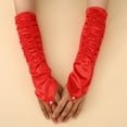 thumbnail image 2 of Elegant Satin Opera Long Stretch Elbow Evening Formal Party Gloves With Finger Opening And Decorative Ruffle, 2 of 4