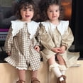 thumbnail image 2 of Vestido informal para niñas pequeñas, ropa a cuadros, verano 2022, nuevo vestido coreano de algodón y lino para niñas, vestido de princesa con cuello vuelto grande Tan Jianjun unisex, 2 of 2