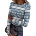 thumbnail image 3 of Christmas Underscrub Long Sleeve Women Ribbed Slim Fit Funny Xmas Tree Snowflake Print Tee Blouses Trendy Basic Holiday Crew Neck Thermal T-Shirts, 3 of 7