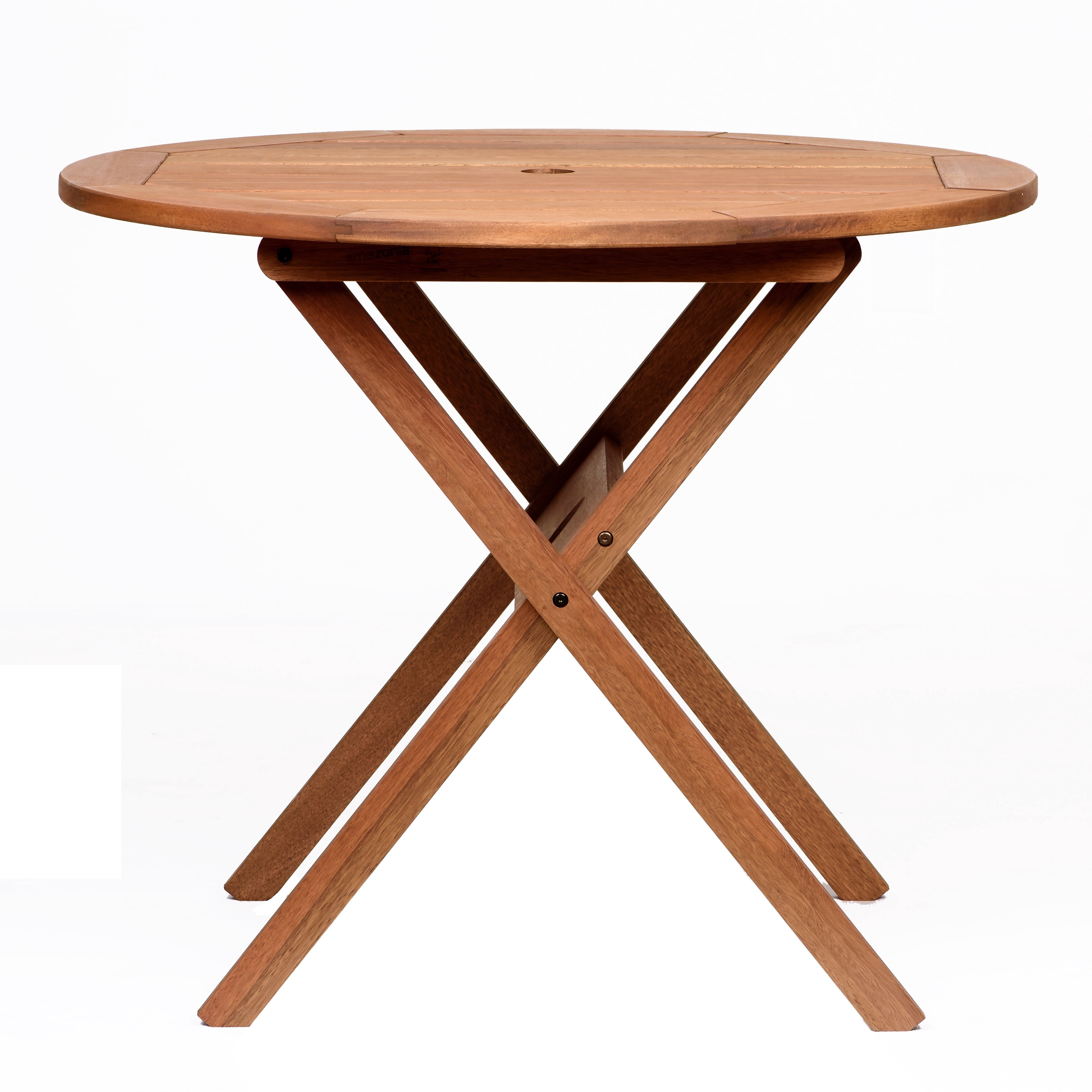 Amazonia Burlington 3 Pieces Eucalyptus Wood Round Outdoor Dining Set, Ideal for Patio