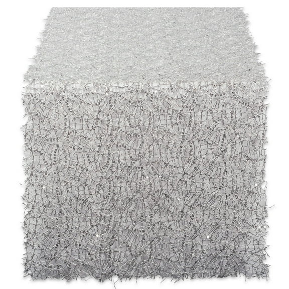 Silver Sequin Mesh Table Runner Roll 16inx10ft