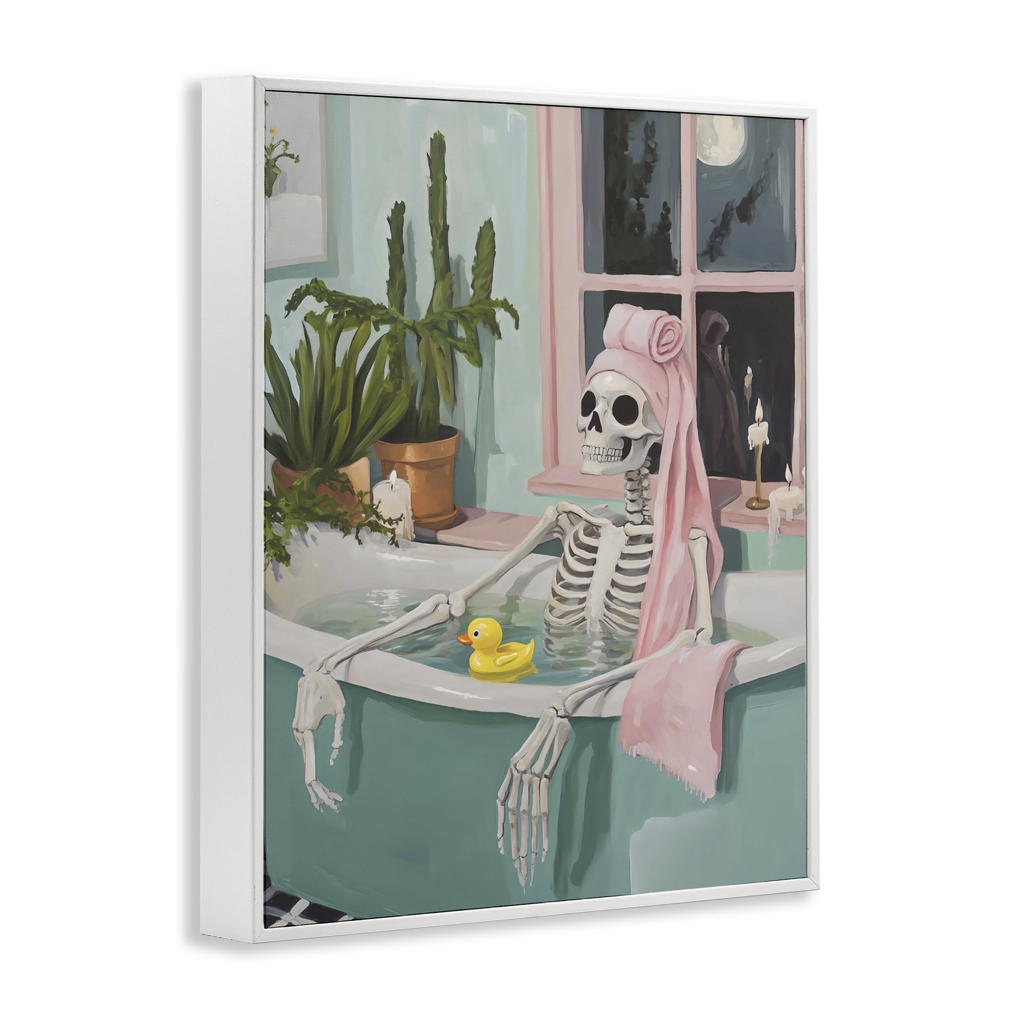 Stupell Industries Midnight Soak Skeleton White Framed Giclee Art, design by The Prints Vibe