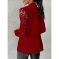 thumbnail image 4 of Women'S Business Blazer, Long Sleeve Open Front Suit Jacket, Rhinestone Button Down Coat, Office Work Wear Wine Red M, 4 of 5