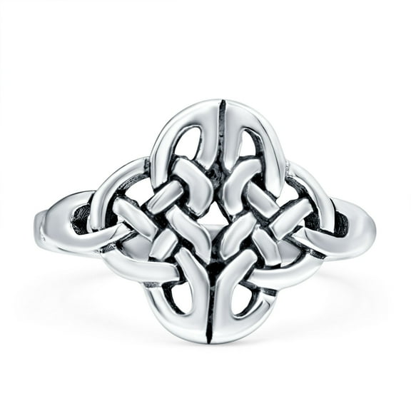 Celtic Ring Oxidized Band Solid 925 Sterling Silver Thumb Ring (14mm) size 5