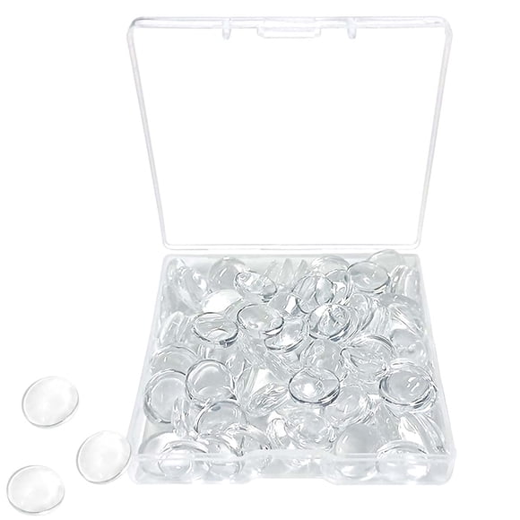 Cabujones de Vidrio TTSAM Redondos Transparentes 12mm Set de 90 Piezas