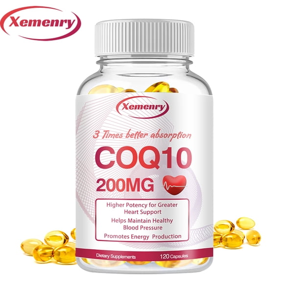 COQ10 200mg Vegetarian Capsule - Beneficial for Heart and Cardiovascular Health, Promotes Blood Circulation, Antioxidant Properties - 120count