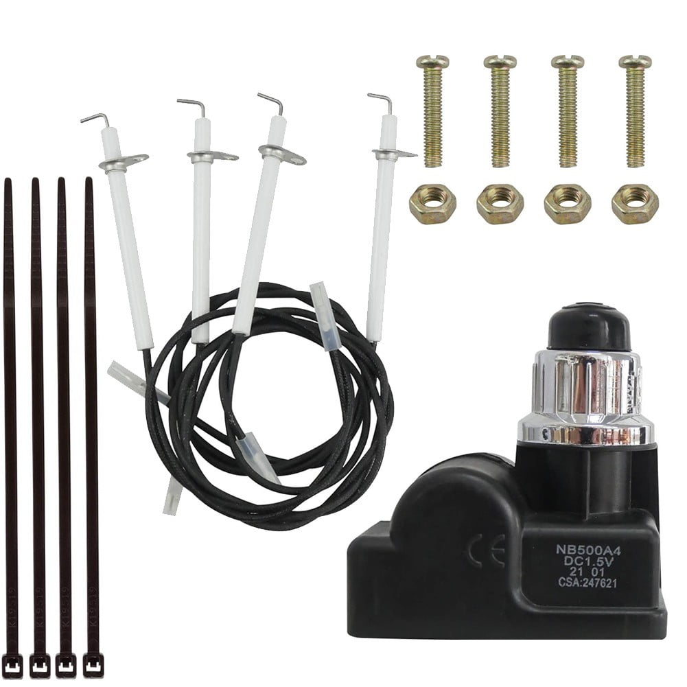 Grill Igniters Kit Replacement for Blackstone Grill 36 Inch Griddle, Push Button Electronic Battery Igniters Replacement Spark Plug Kit with 4 Electrode