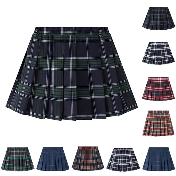 SHenli Girls Kids School Uniform Skirt 4-5T Pleated Skirts Summer Party School Tennis Skirts (Dark Green)