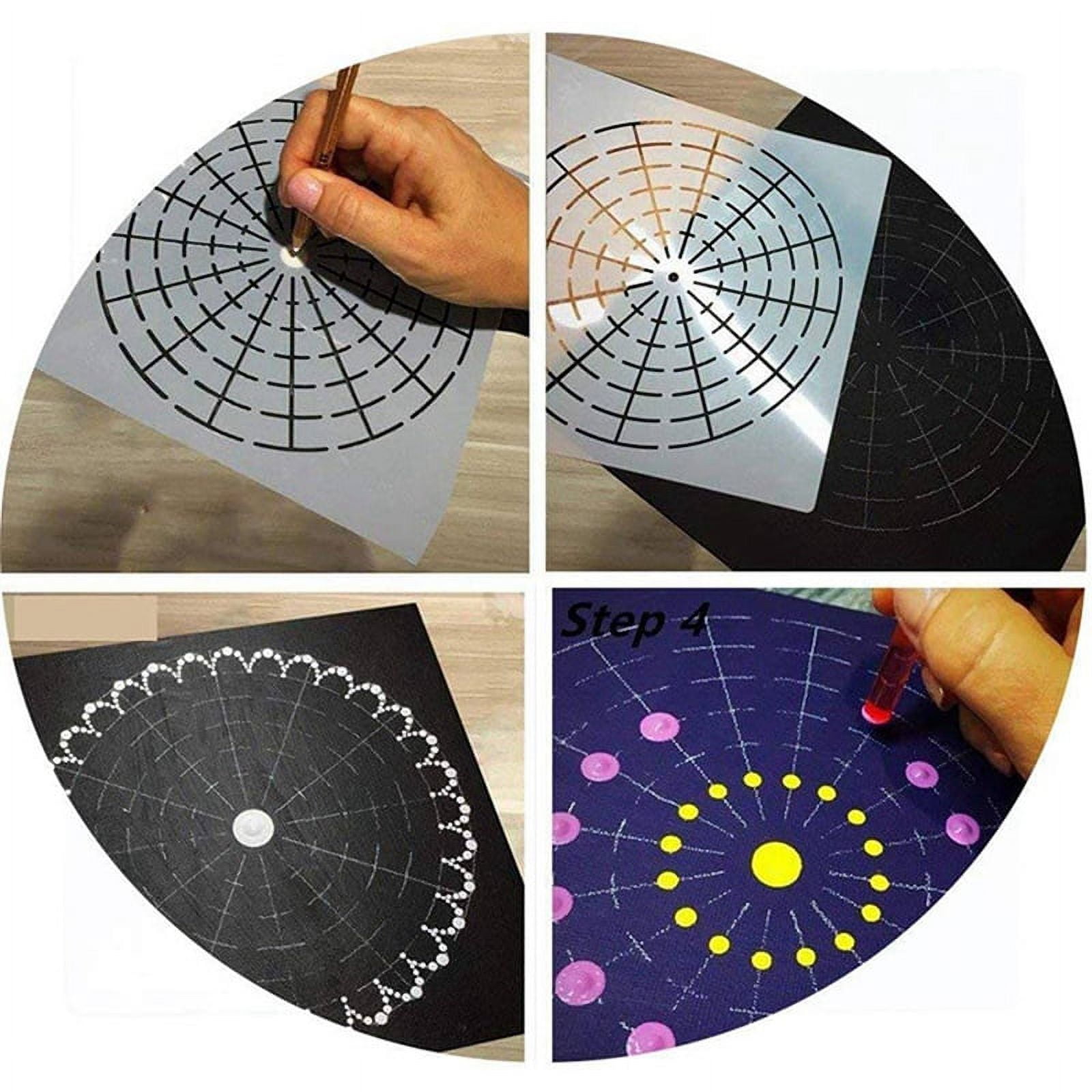 Mandala Dotting Stencil Tools Rock Painting Kit Stylus Dotting Tools Include Stencil, Paint Tray (85 Pack)