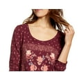 thumbnail image 2 of LUCKY BRAND Womens Maroon Printed Long Sleeve Scoop Neck T-Shirt Size: XL, 2 of 3