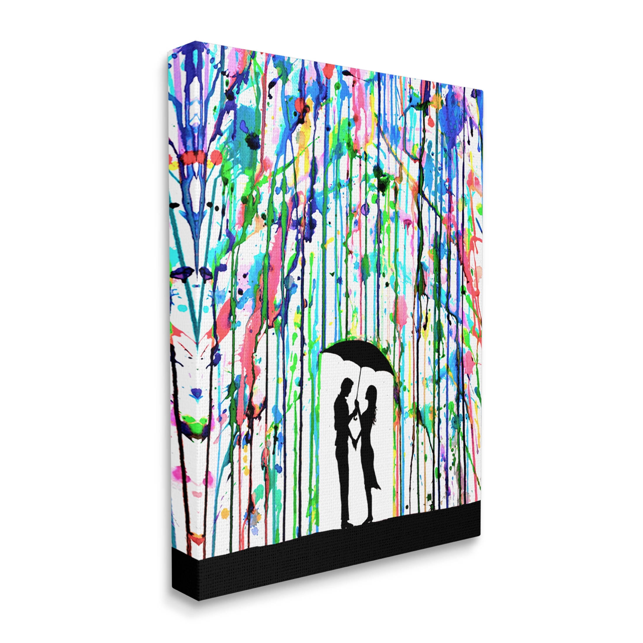 Vivid Couple Urban Drip Rainfall Abstract Graphic Art Gallery Wrapped Canvas Print Wall Art
