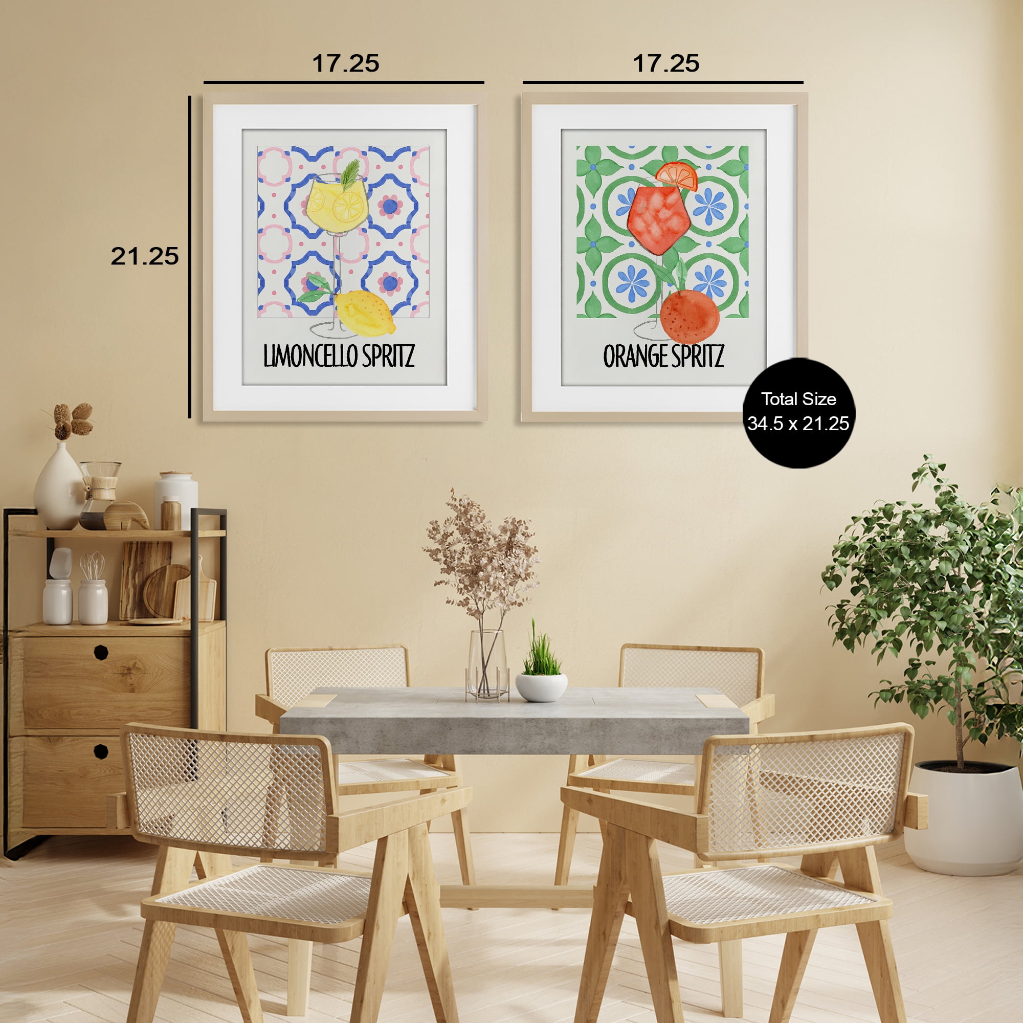 Stupell Industries Citrus Spritz On My Mind 2 Piece Birch Framed Print Under Glass Set, design by Nina Jacobs