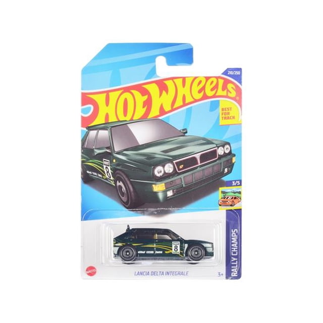 Hot Wheels HHF56 Lancia Delta Integrale No. 8 Metallic with Graphics Rally Champs Series Diecast Model Car, Green