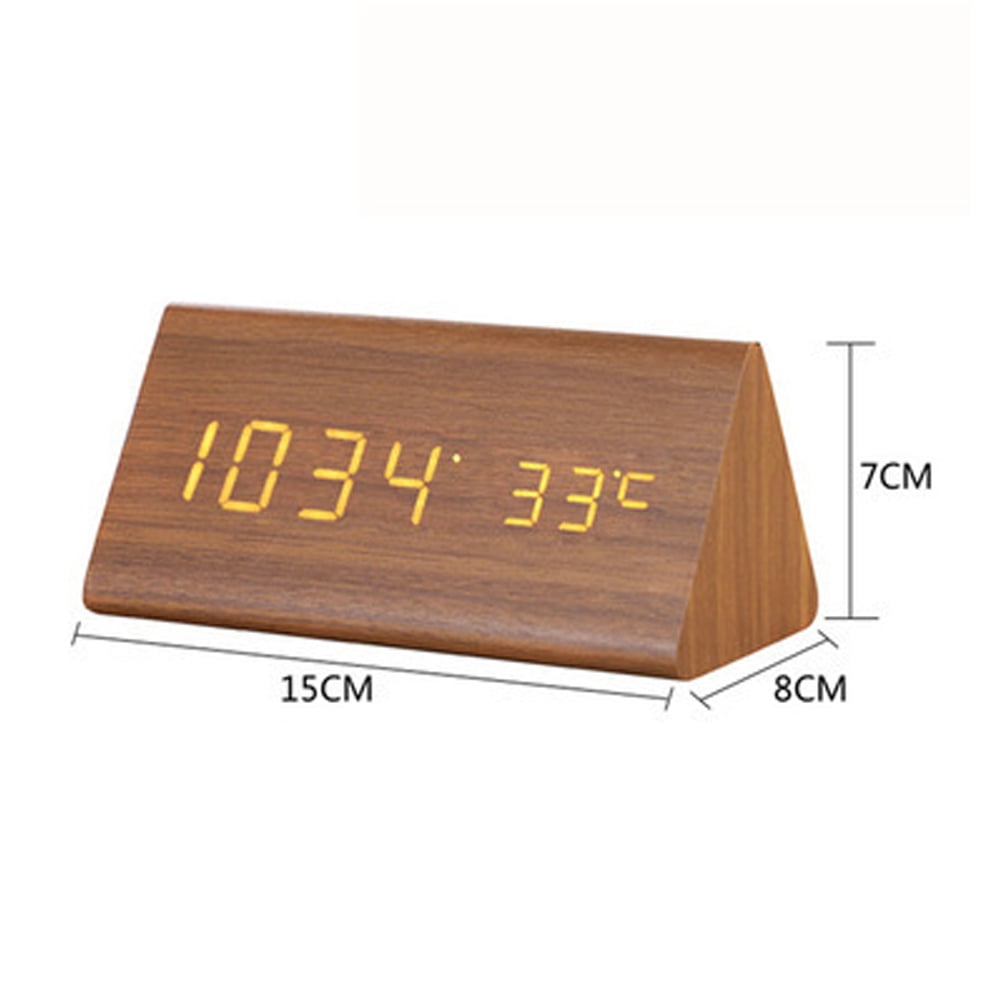 LED creative digital wood clock temperature perpetual calendar rechargeable voice clock