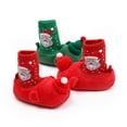 thumbnail image 3 of Otqutp Children Crib Shoes Christmas Booties Soft Baby Santa Winter Warm Slippers Snow Boots Crib Shoes Soft Bottom Warm Socks (Red,0-3 Months), 3 of 8