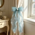 thumbnail image 5 of Lace Bow Curtain Tiebacks, Silky Ribbon Bowknot Curtain Holdbacks for Sheer Curtains, Decorative Curtain Accessories for Bedroom Living Room Wedding Decor (2 Pack, Sky Blue), 5 of 7