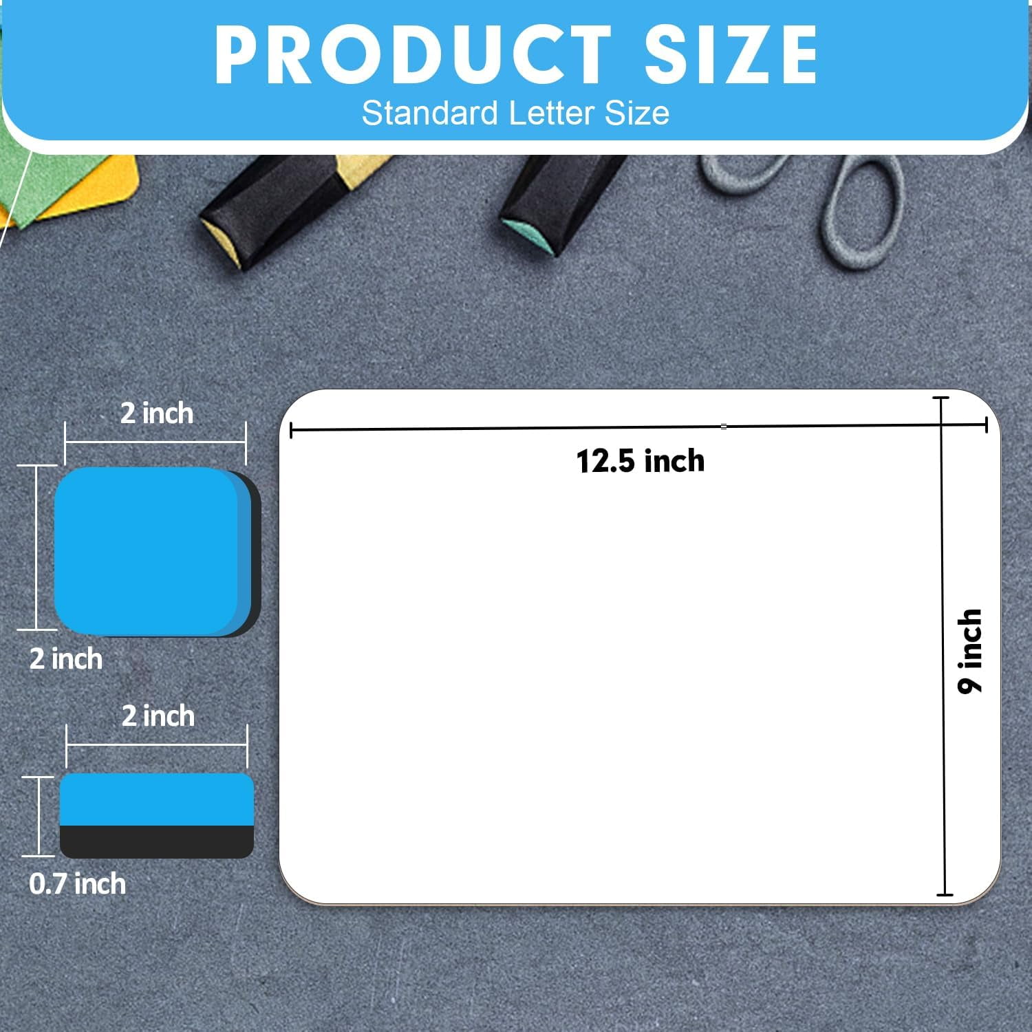 Dry Erase LapBoards, 16 Pack Double Sided 12.5 x 9 Inch Whiteboards with 16 Erasers, Dry Erase Boards for Office Students Classroom Teacher Supplies