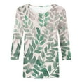 thumbnail image 4 of Women's Saint Vintage Casual Round Neck 3/4 Sleeve T-shirt Loose Top(Army Green,L), 4 of 5