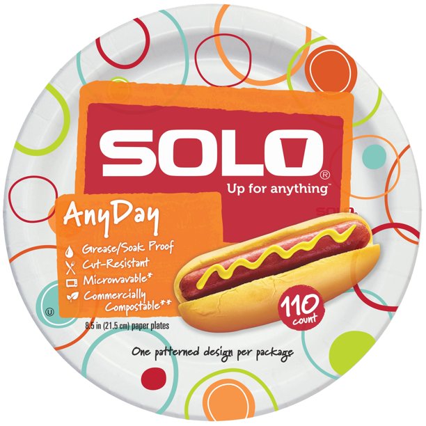 Solo Any Day Paper Lunch Plates, 8.5", 110 Count