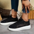 thumbnail image 4 of Womens Lace Sneakers Fashion Mesh Low Cut Canvas Shoes Lace Crochet Lace Up Walking Running Tennis Shoes Lightweight Breathable Flat Wedding Shoes Bridal Sneakers, 43, 4 of 5
