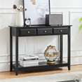 thumbnail image 1 of Yaheetech Table Console à 3 Tiroirs avec Pattes en Bois de Pin et Tablette de Rangement, Noir, 1 of 7