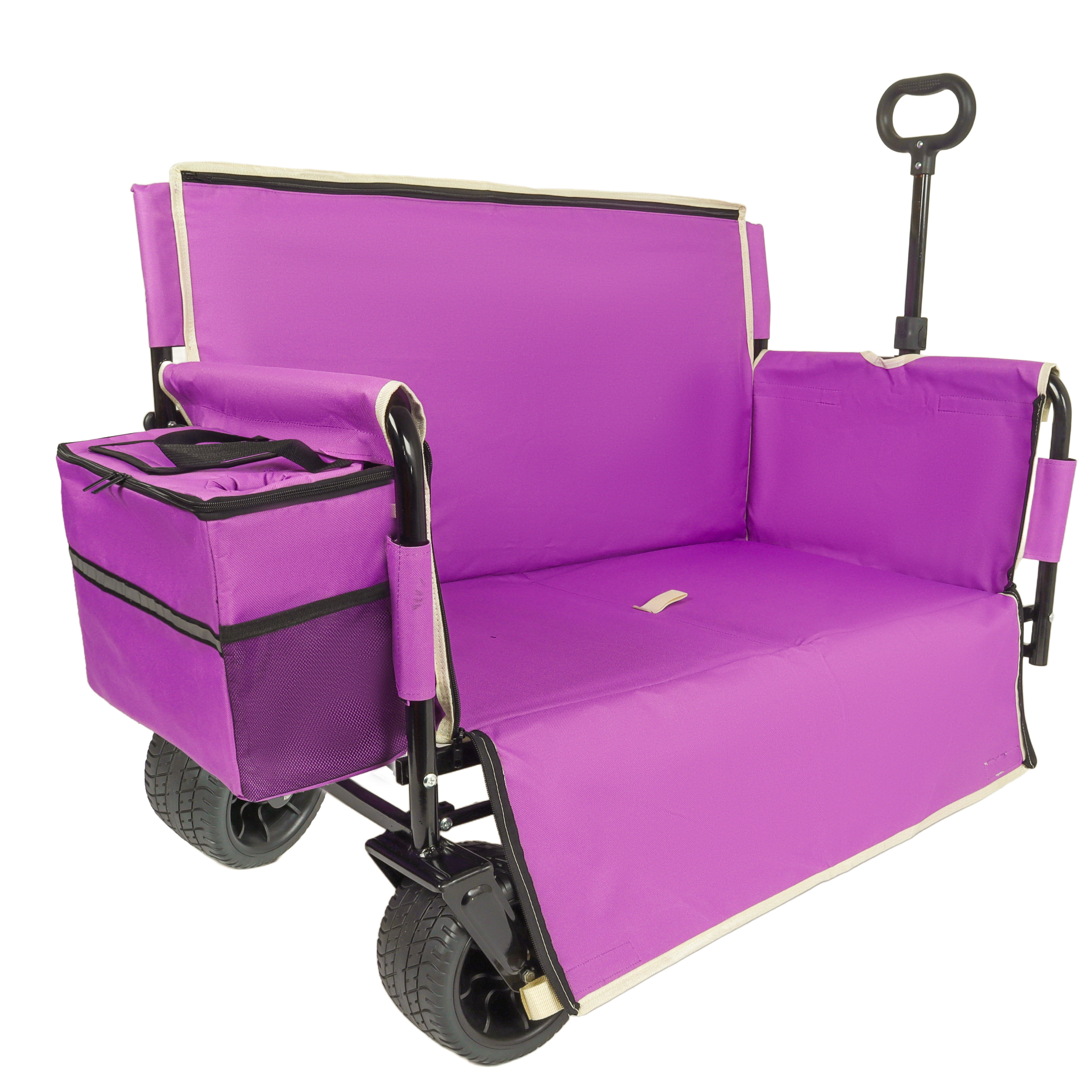 3-in-1 Folding Wagon Cart with Convertible Bench Seat & Storage, Patent Protected, 500lbs Heavy-Duty Utility Wagon with 1 Ice Pack, for Camping Beach Sports Garden