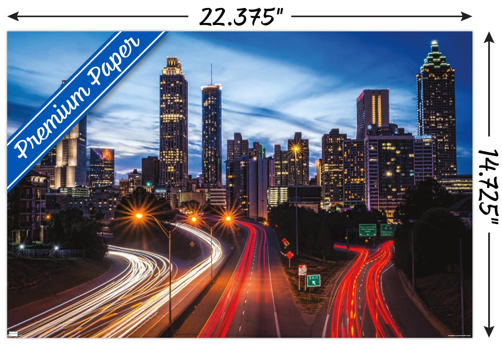 Cityscapes - Atlanta, Georgia Wall Poster, 14.725" x 22.375"