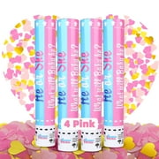 Ultimate Gender Reveal Confetti Cannon - 4 Pink Poppers for Girl - Stunning Pink Color - Make Memories Truly Unforgettable!