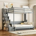 thumbnail image 4 of Harper & Bright Designs Full over Full Murphy Bed with Stairs, Convertible Wall Bed Frame with Hydraulic Lift & Desk, Murphy Cabinet Beds with Upper Bed, Gray, 4 of 17