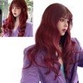 thumbnail image 3 of Peluca rizada ondulada larga roja vino, Flequillo largo y rizado rojo vino Peluca ondulada larga Flequillo de aire Peluca rizada Funcionalidad versátil, 3 of 9