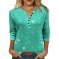 thumbnail image 2 of Tawop Long Sleeve Shirts for Women V-Neck Button Down 3/4 Sleeve Loose Fit,Multicolor,Size M, 2 of 8