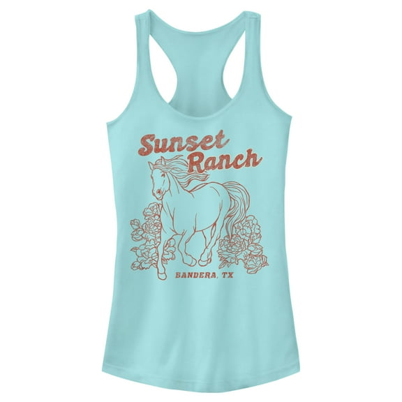 Junior's Lost Gods Distressed Sunset Ranch  Racerback Tank Top Cancun X Small