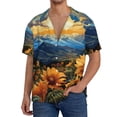 thumbnail image 2 of Disketp Men's Hawaiian Sunset Sky Sunflower Print Shirts Button Down Holiday Beach Shirts-Large, 2 of 5
