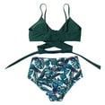 thumbnail image 3 of Puntoco Womens swimsuits clearance,Women Solid Printed Bikini Push-Up Pad Swimwear Set Swimsuit Beachwear Green, 3 of 9