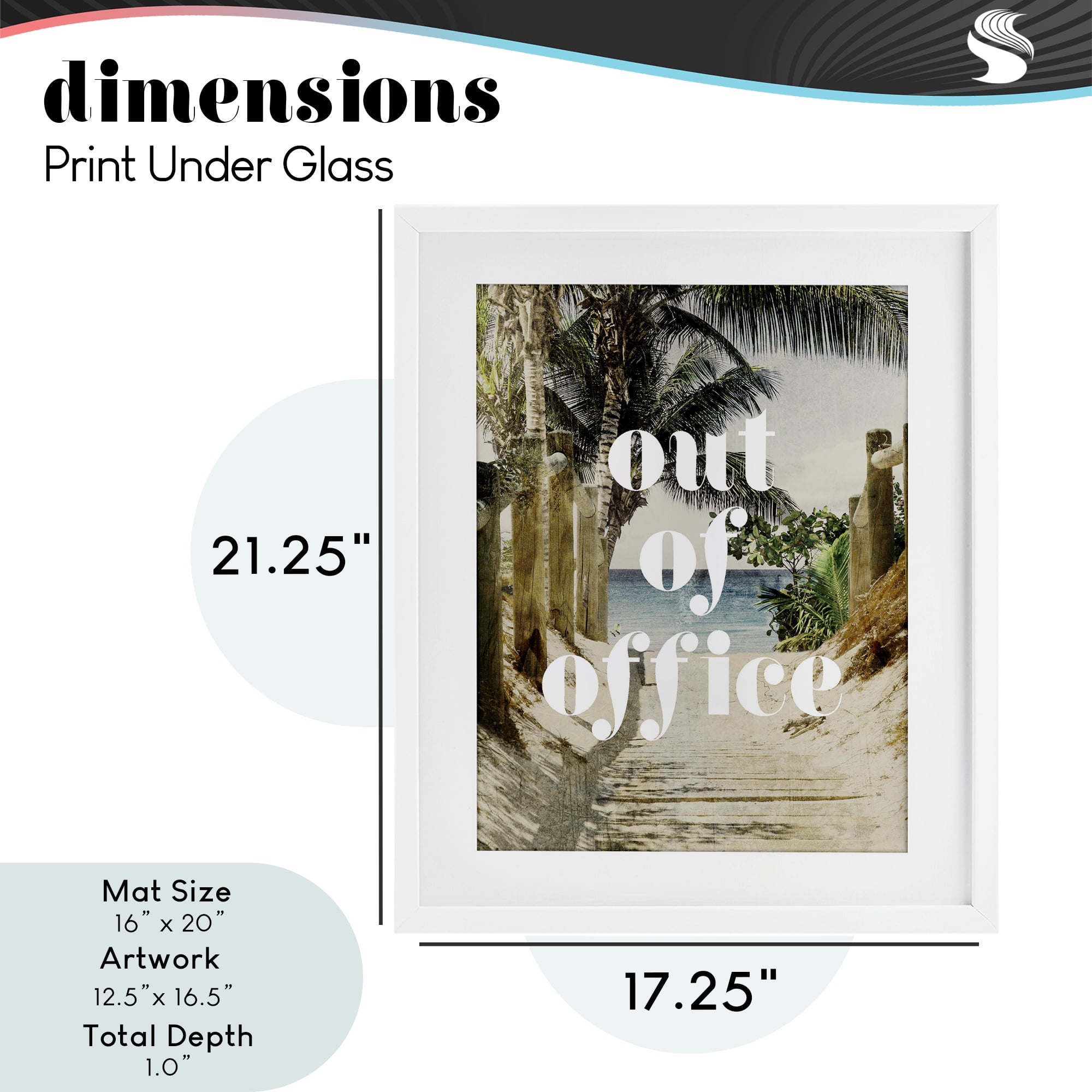 Out of Office Beach Path White Framed Print Under Glass, design by Lil' Rue