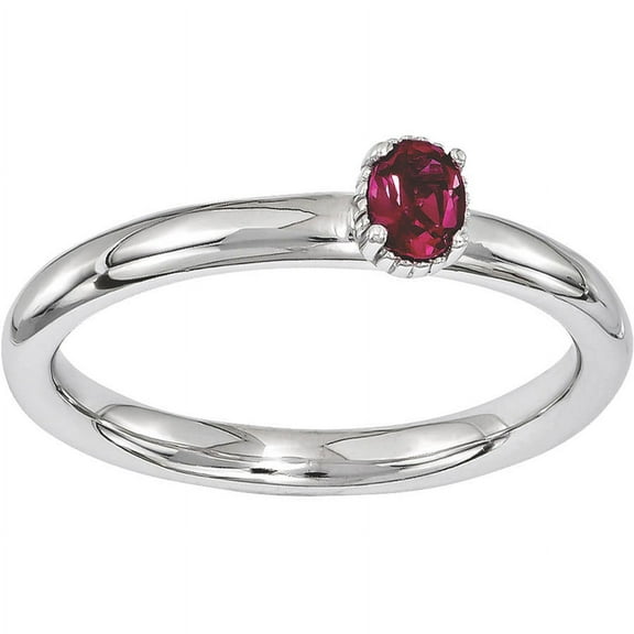 Created Ruby Sterling Silver Single-Stone Ring