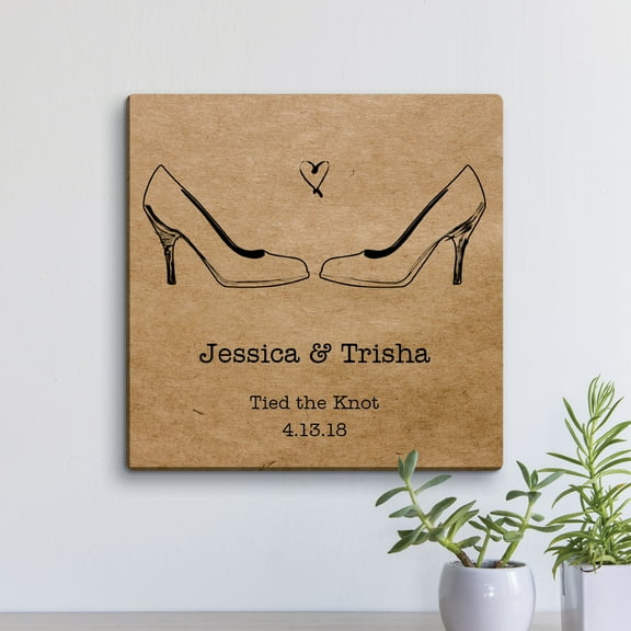 Personalized 12 x 12 Wedding Heels Canvas