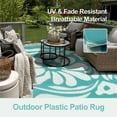 thumbnail image 3 of Lahome 5'x8' Waterproof Outdoor Mat - Reversible Plastic Straw Rug,Blue Floral Design for Backyard, Deck & Picnic (Blue Floral), 3 of 7
