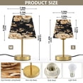 thumbnail image 3 of Wobogo Brown and Beige Flowers Pattern Table Lamps Three-channel Adjustable Lighted Antique Brass Metal Base Simple Modern Style for Bedroom Nightstands Living Room and Office, 3 of 8